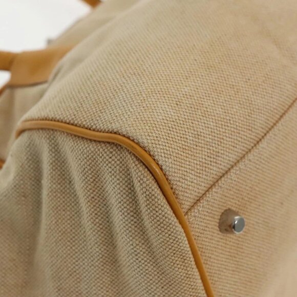 PRADA Hand Bag Canvas Beige Silver Auth 94761 - Picture 9 of 15